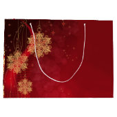 Red & Gold Snowflake Filigree Aangepast kerstfeest Groot Cadeauzakje (Achterkant)