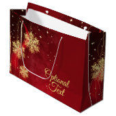 Red & Gold Snowflake Filigree Aangepast kerstfeest Groot Cadeauzakje (Voorkant Gekanteld)