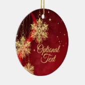 Red & Gold Snowflake Filigree Aangepast kerstfeest Keramisch Ornament (Rechts)