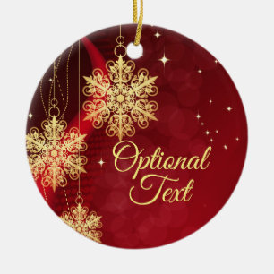Red & Gold Snowflake Filigree Aangepast kerstfeest Keramisch Ornament