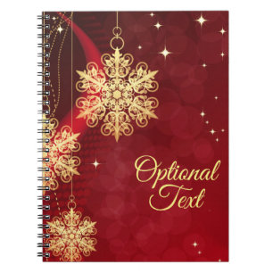 Red & Gold Snowflake Filigree Aangepast kerstfeest Notitieboek