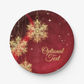 Red & Gold Snowflake Filigree Aangepast kerstfeest Papieren Bordje (Voorkant)