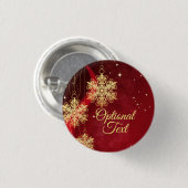 Red & Gold Snowflake Filigree Aangepast kerstfeest Ronde Button 3,2 Cm (Voorkant /achterkant)