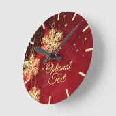 Red & Gold Snowflake Filigree Aangepast kerstfeest Ronde Klok (Hoek)