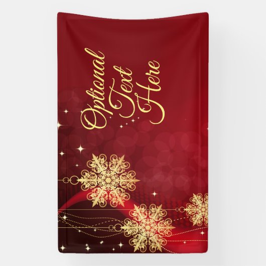 Red & Gold Snowflake Filigree Aangepast kerstfeest Spandoek (Verticaal)