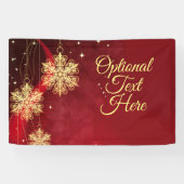Red & Gold Snowflake Filigree Aangepast kerstfeest Spandoek (Horizontaal)