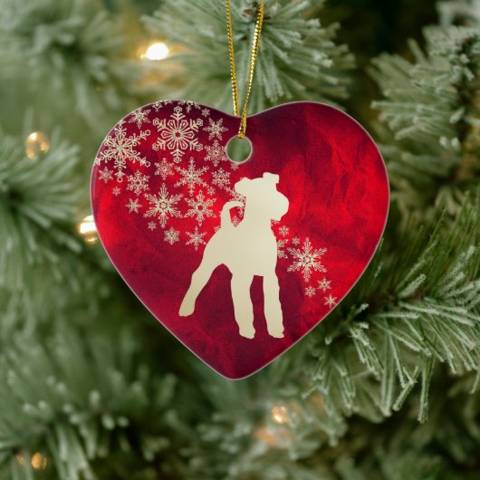 Red Gold Snowflake Fox Terrier Keramisch Ornament (Boom)