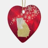 Red Gold Snowflake Georgia Heart Keramisch Ornament (Links)