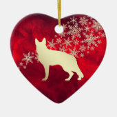 Red Gold Snowflake German Shepherd Keramisch Ornament (Voorkant)