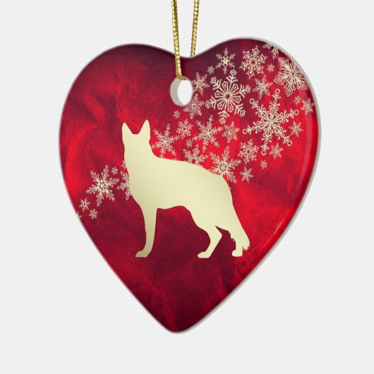 Red Gold Snowflake German Shepherd Keramisch Ornament (Links)