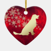 Red Gold Snowflake Golden Retriever Keramisch Ornament (Voorkant)