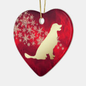 Red Gold Snowflake Golden Retriever Keramisch Ornament (Links)