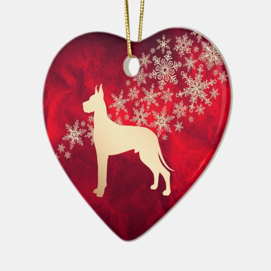 Red Gold Snowflake Great Dane Keramisch Ornament (Links)