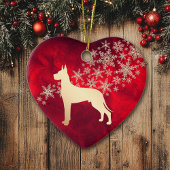 Red Gold Snowflake Great Dane Keramisch Ornament