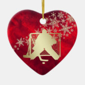 Red Gold Snowflake Hockey Goalie persoonlijke Keramisch Ornament (Voorkant)