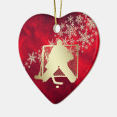 Red Gold Snowflake Hockey Goalie persoonlijke Keramisch Ornament (Links)