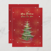 Red & Gold Snowflake Holiday card Feestdagenkaart (Voorkant / Achterkant)