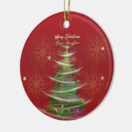 Red & Gold Snowflake Holiday ceramic ornament