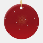 Red & Gold Snowflake Holiday ceramic ornament (Achterkant)