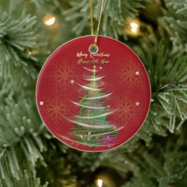 Red & Gold Snowflake Holiday ceramic ornament