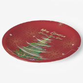 Red & Gold Snowflake Holiday paper plates Papieren Bordje (Gekanteld)