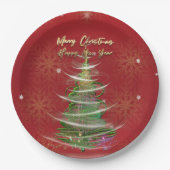 Red & Gold Snowflake Holiday paper plates Papieren Bordje (Voorkant)