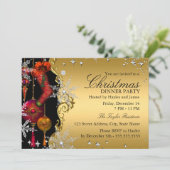 Red Gold Snowflake kerstfeest 4a Kaart (Staand voorkant)