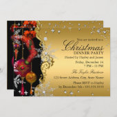 Red Gold Snowflake kerstfeest 4a Kaart (Voorkant / Achterkant)