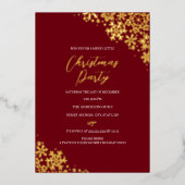 Red Gold Snowflake kerstfeest Folie Uitnodiging (Voorkant)