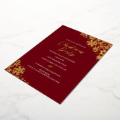 Red Gold Snowflake kerstfeest Folie Uitnodiging (Gedraaid)