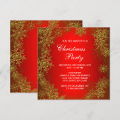 Red Gold Snowflake kerstfeest Kaart (Voorkant / Achterkant)