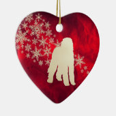 Red Gold Snowflake Labradoodle Dog Keramisch Ornament (Rechts)