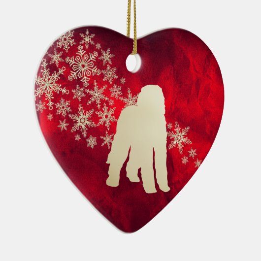 Red Gold Snowflake Labradoodle Dog Keramisch Ornament (Rechts)