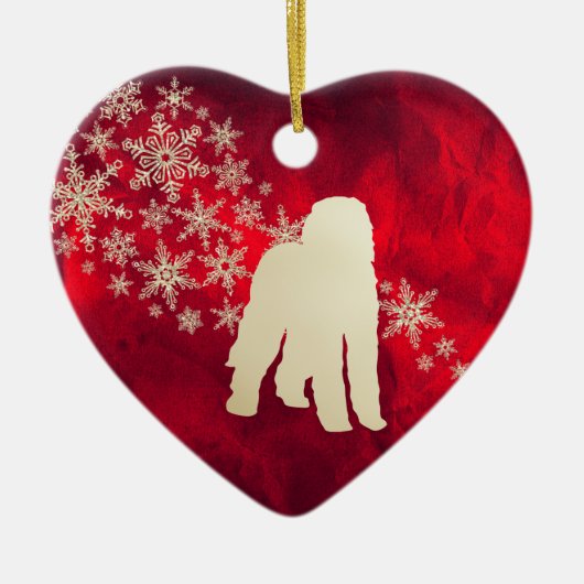 Red Gold Snowflake Labradoodle Dog Keramisch Ornament (Voorkant)