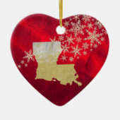Red Gold Snowflake Louisiana Heart Keramisch Ornament (Voorkant)