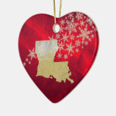 Red Gold Snowflake Louisiana Heart Keramisch Ornament (Links)