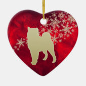 Red Gold Snowflake Malamute Keramisch Ornament (Voorkant)