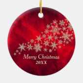 Red Gold Snowflake Male Tennis Player Keramisch Ornament (Achterkant)