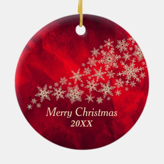 Red Gold Snowflake Male Tennis Player Keramisch Ornament (Achterkant)