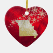 Red Gold Snowflake Missouri Heart Keramisch Ornament (Voorkant)