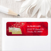 Red Gold Snowflake Nebraska Return Address Etiket (Insitu)