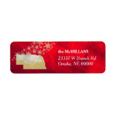 Red Gold Snowflake Nebraska Return Address Etiket (Voorkant)
