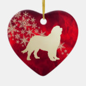 Red Gold Snowflake Newfoundland Dog Keramisch Ornament (Voorkant)