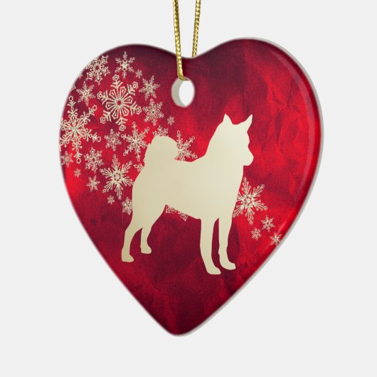 Red Gold Snowflake Noors Elkhound Keramisch Ornament (Links)