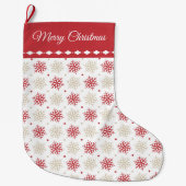 Red Gold Snowflake Patroon Grote Kerstsok (Voorkant)