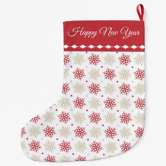 Red Gold Snowflake Patroon Grote Kerstsok (Achterkant)