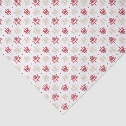 Red Gold Snowflake Patroon op witte kerst Tissuepapier (Detail)