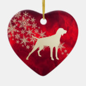 Red Gold Snowflake Pointer Dog Keramisch Ornament (Voorkant)
