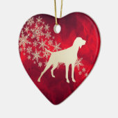 Red Gold Snowflake Pointer Dog Keramisch Ornament (Links)