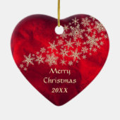 Red Gold Snowflake Pommeren Keramisch Ornament (Achterkant)